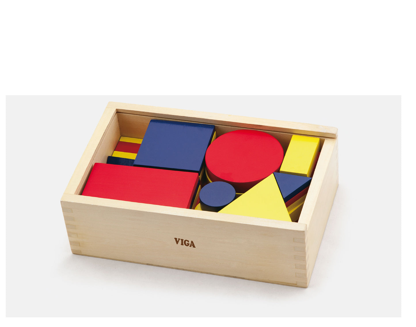 VIGA Mediniai Dienes kaladėliai Geometrinės figūros Montessori 48 vnt.