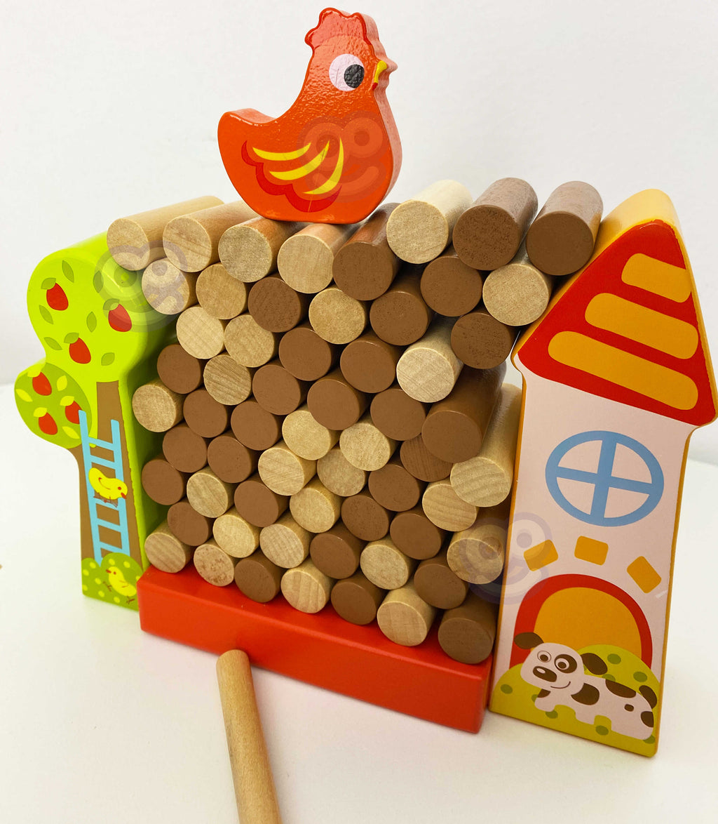 TOOKY TOY Medinis žaidimas Krentanti vištytė, 69 dalys