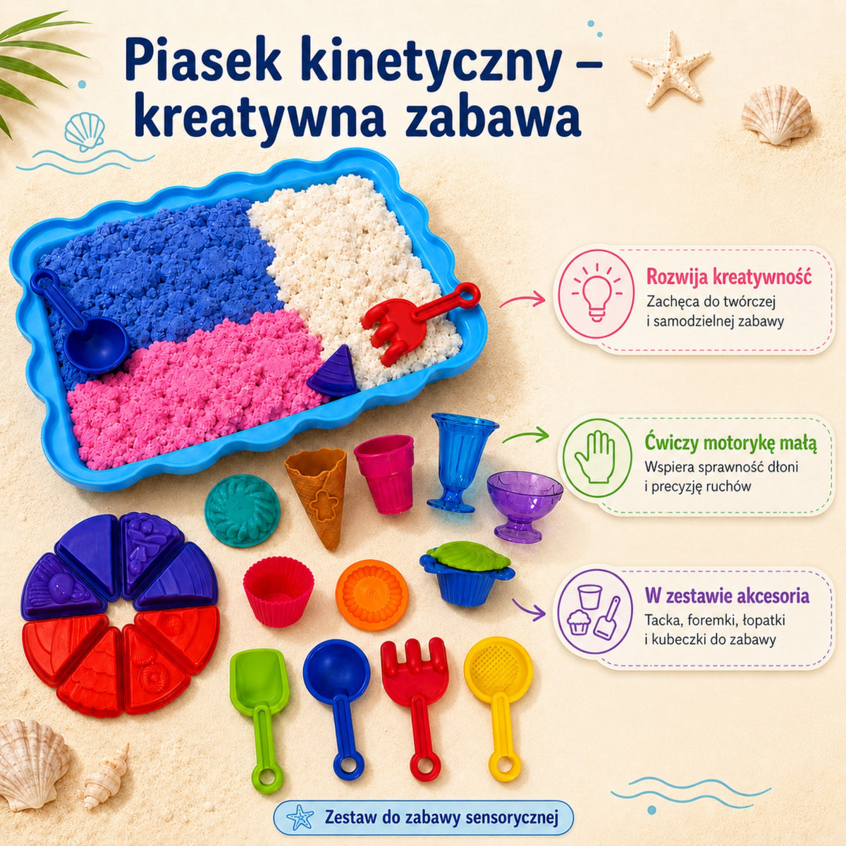 WOOPIE SAND FAIRY Kinetinio Smėlio Ledainės Rinkinys 24 dalių