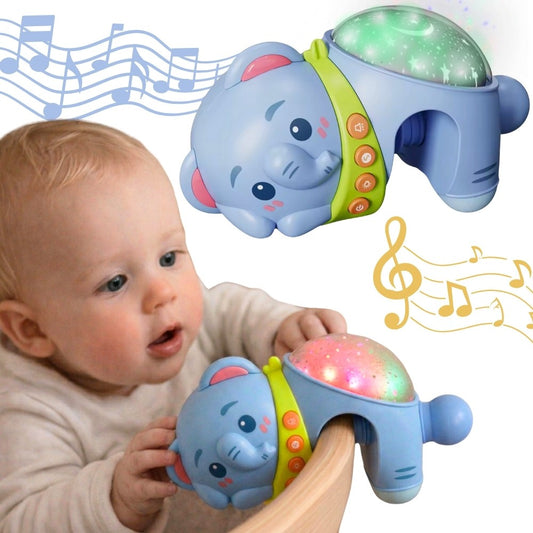 WOOPIE BABY dramblys su žvaigždžių projektoriumi ir naktine lempute