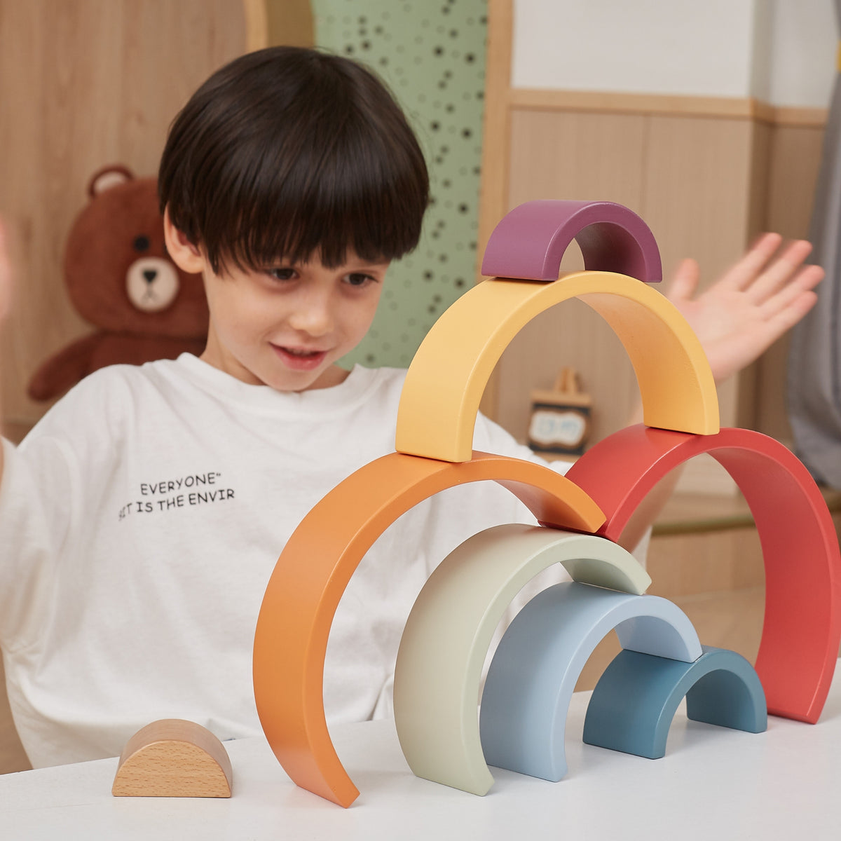 VIGA PolarB Medinė Vaivorykštė - Montessori Konstruktorius