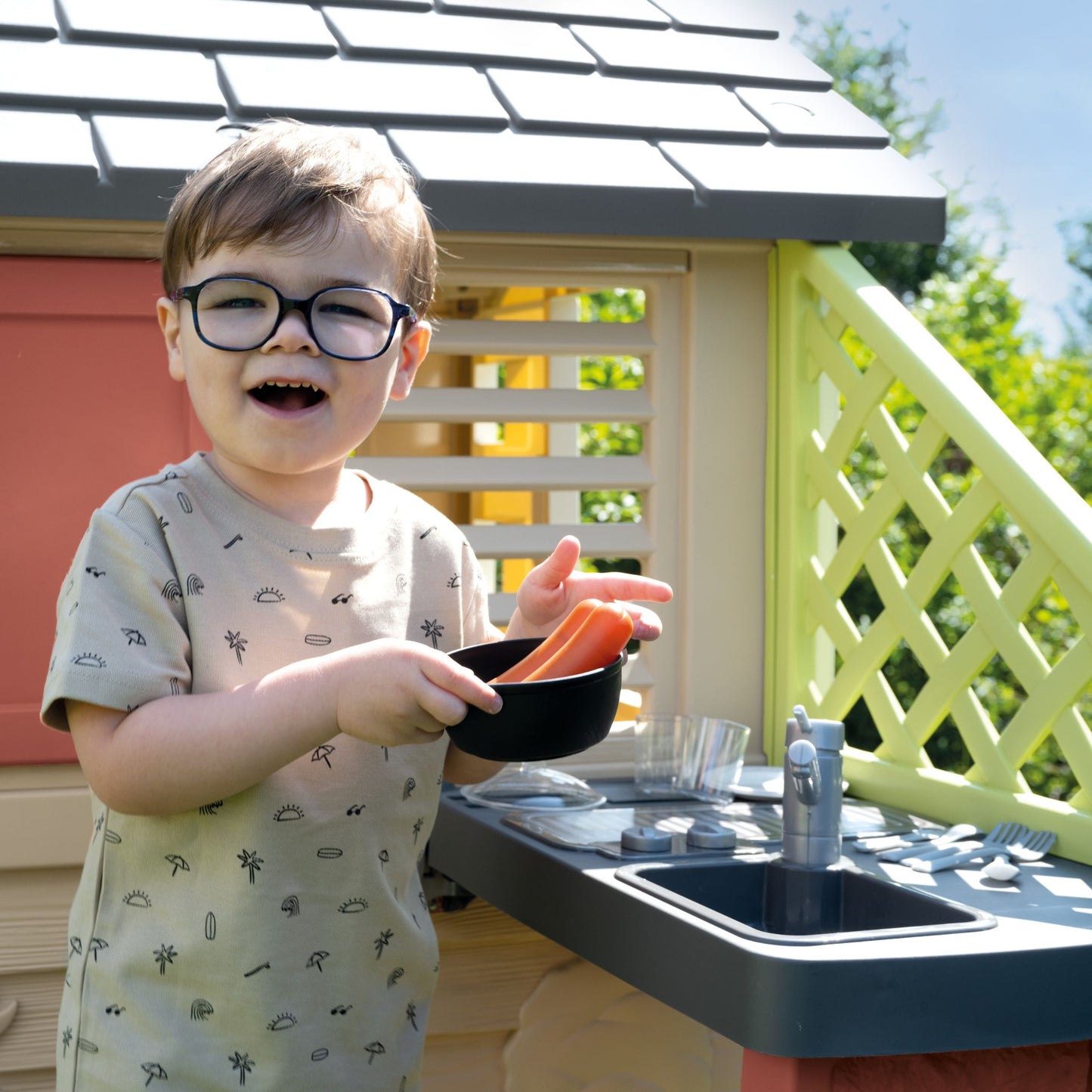 SMOBY Nature House Žaidimų Namelis su Virtuvėle ir 17 Priedų
