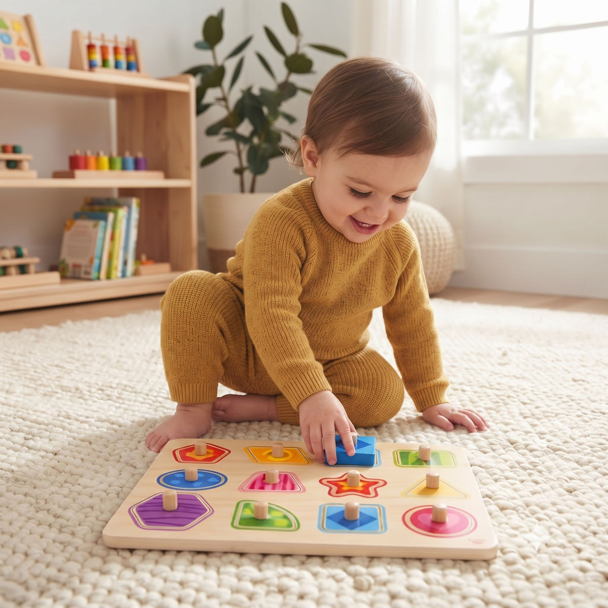 TOOKY TOY Montessori formų dėlionė su rankenėlėmis, 15 d.