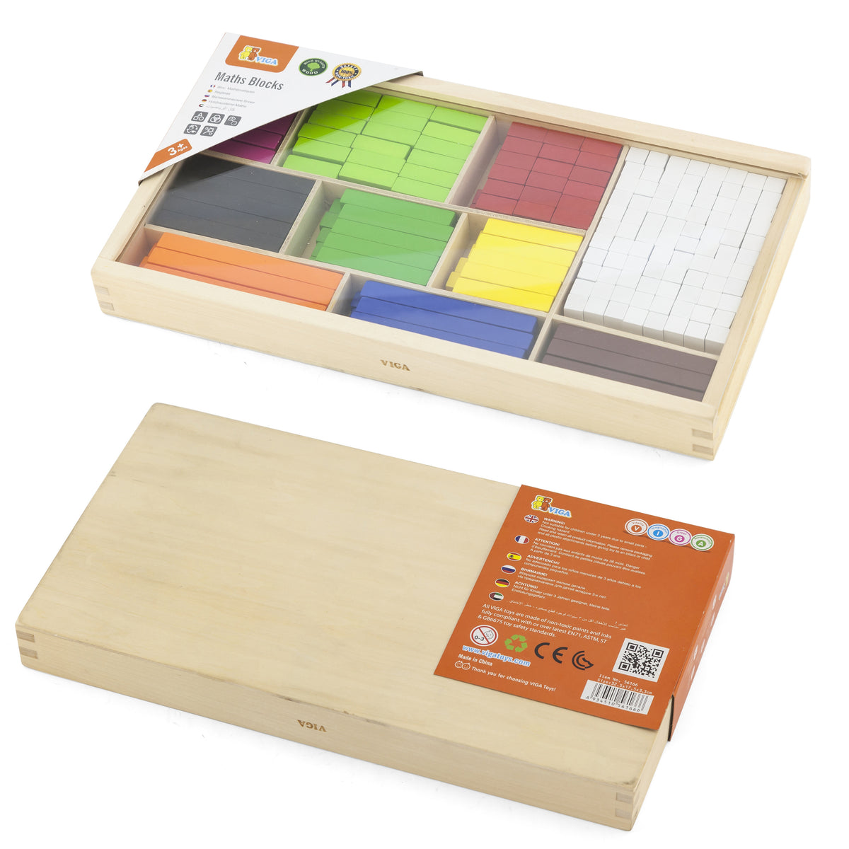VIGA Medinės Skaičiavimo Lazdelės Cuisenaire 308 dalys