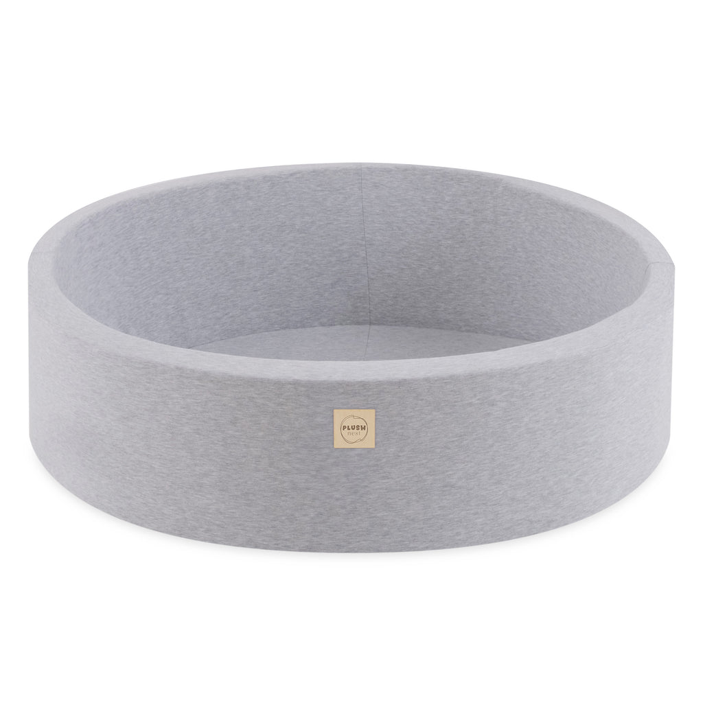 Minkštas apvalus kamuoliukų baseinas PLUSH NEST, šviesiai pilkas (90x30 cm) – vaizdas 6