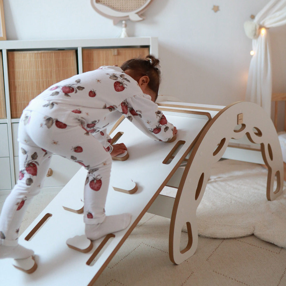 PLUSH NEST 4in1 Supynės-Lopšys su Laipiojimo Siena/Čiuožykla ir Pagalve, Alyvinė Veliūro – vaizdas 8
