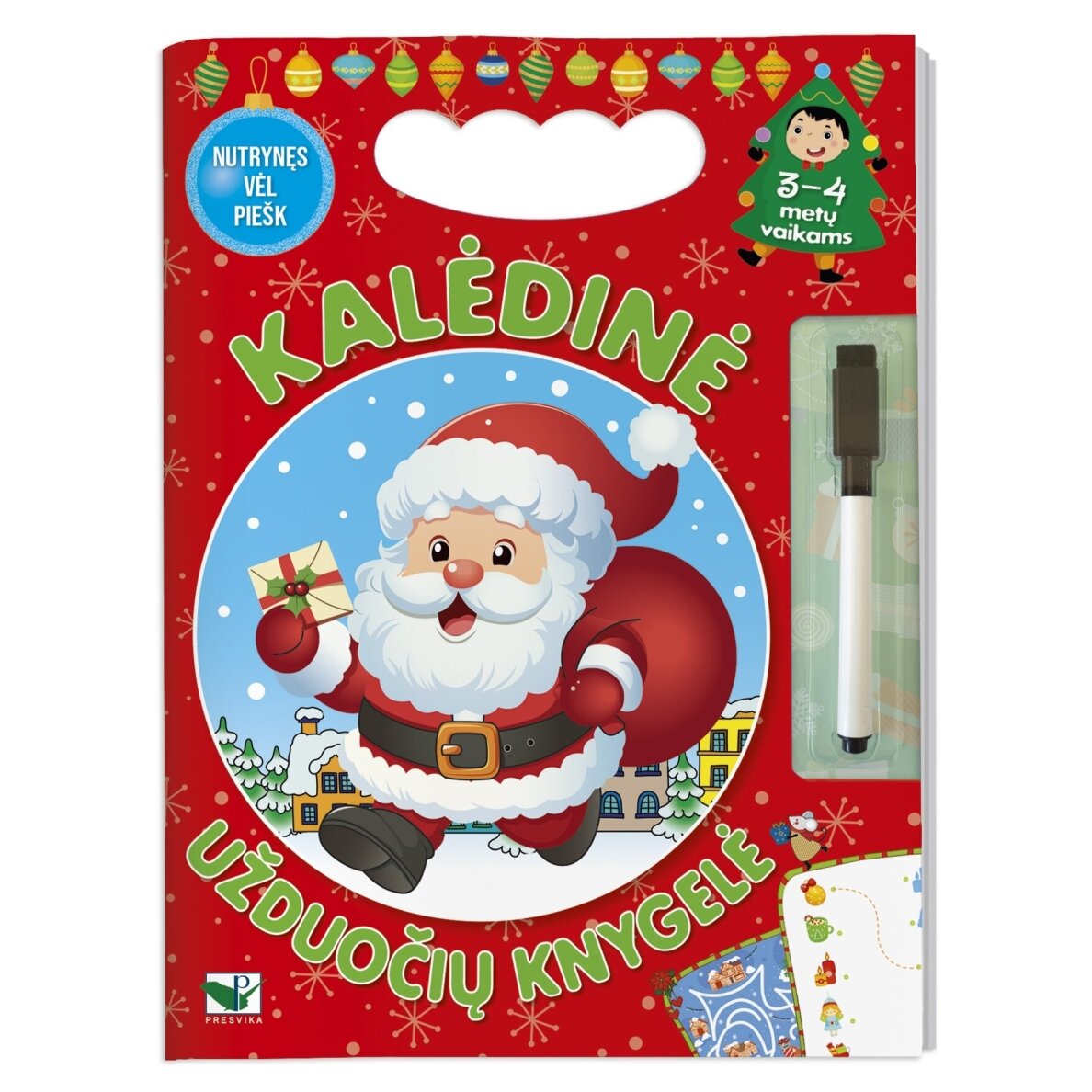 Kalėdinė užduočių knygelė 3-4 metų vaikams su flomasteriu – pagrindinis vaizdas