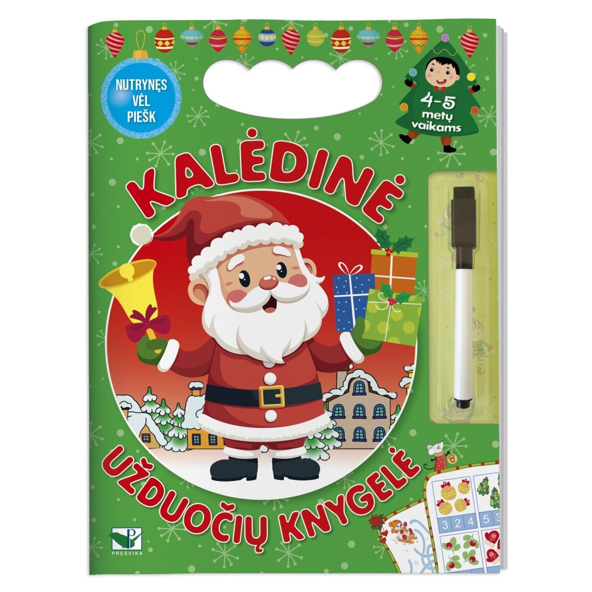 Kalėdinė užduočių knygelė 4-5 metų vaikams su flomasteriu – pagrindinis vaizdas