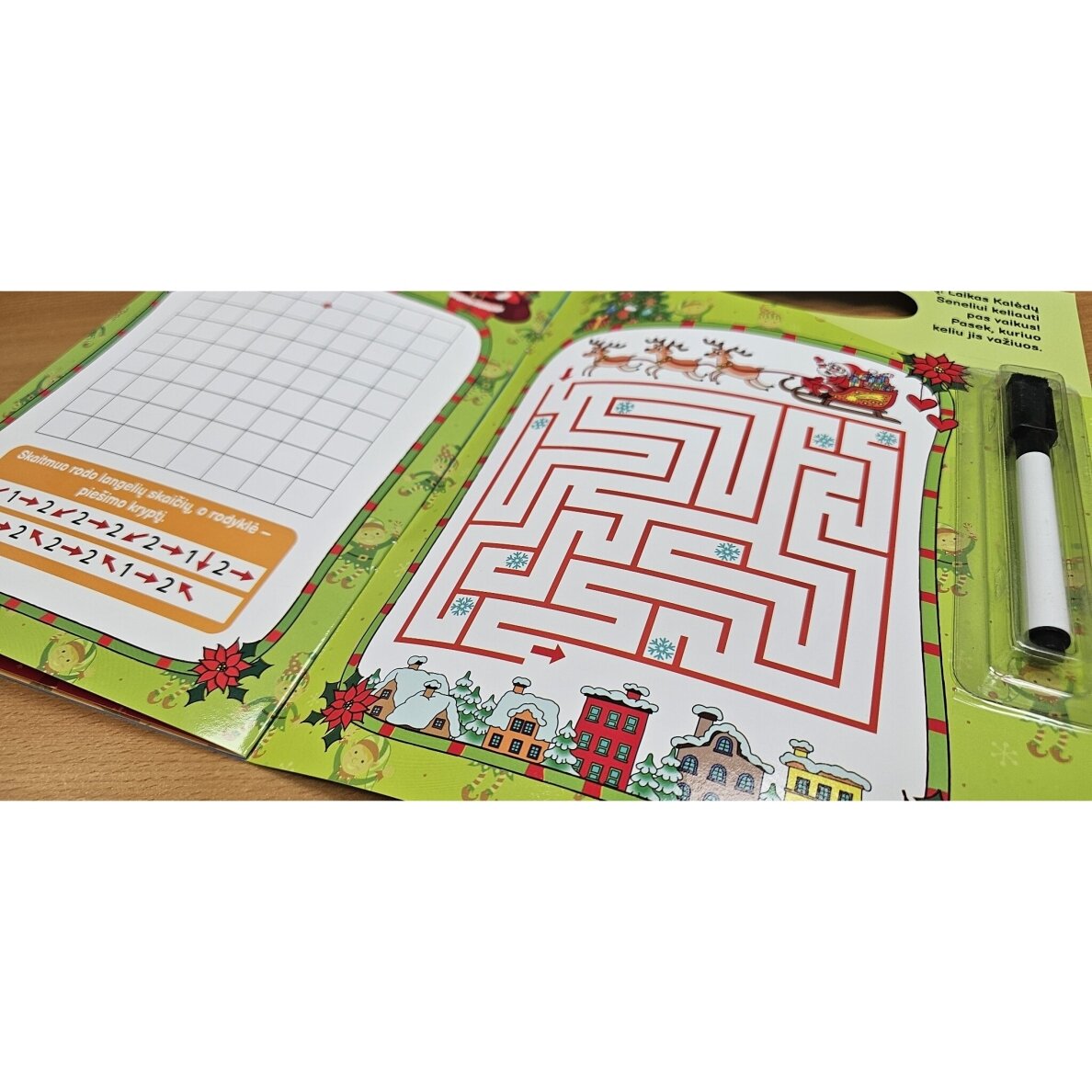 Kalėdinė užduočių knygelė 4-5 metų vaikams su flomasteriu – vaizdas 2