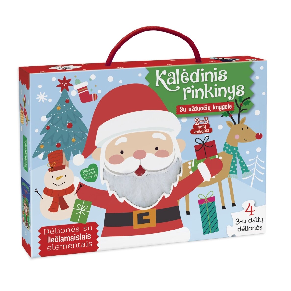 Kalėdinis rinkinys 2-3 metų vaikams su užduočių knygele ir delionėmis – pagrindinis vaizdas