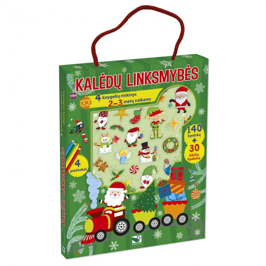 Kalėdinis rinkinys Kalėdų linksmybės 2-3 metų vaikams (knygelės, lipdukai, pieštukai) – pagrindinis vaizdas