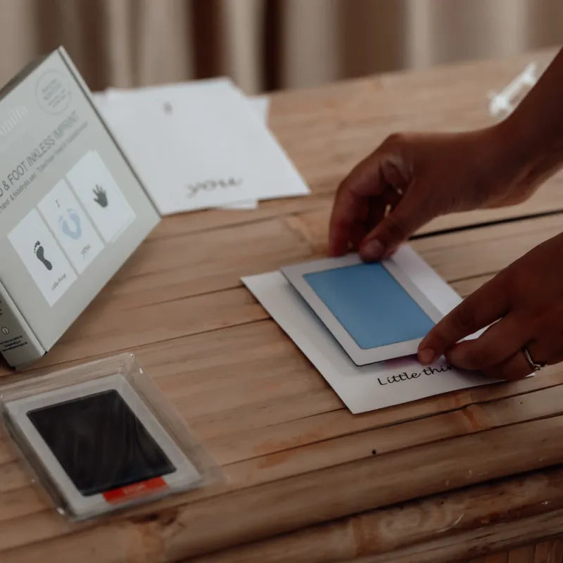 Kūdikio rankos/pėdos atspaudų lapeliai, mėlyna, dydis – vaizdas 7