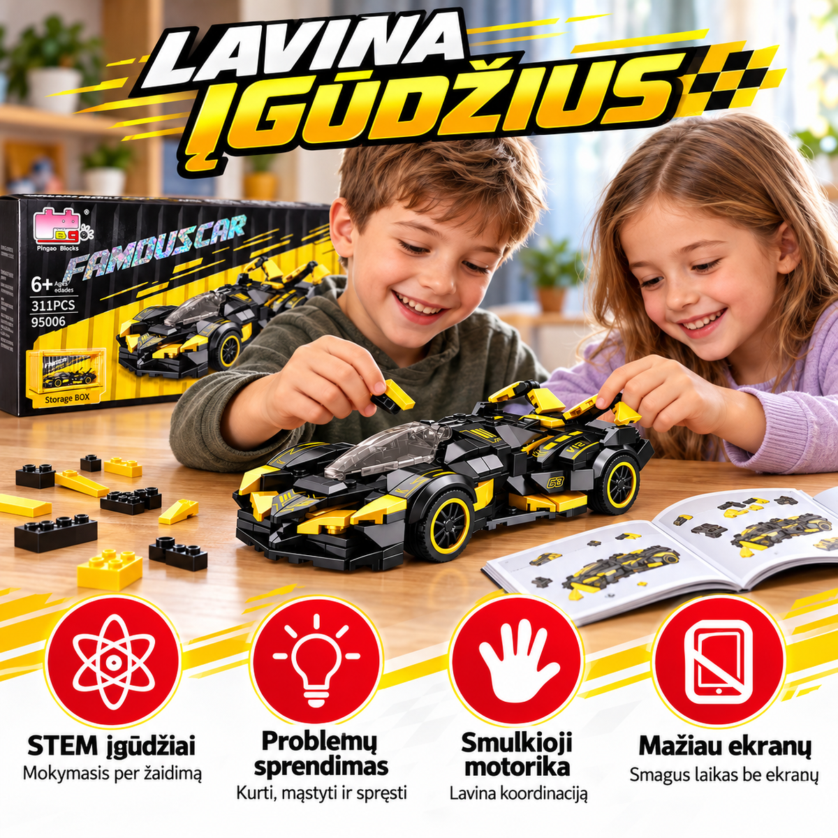 Konstruktorius vaikams Pingao Blocks 95006