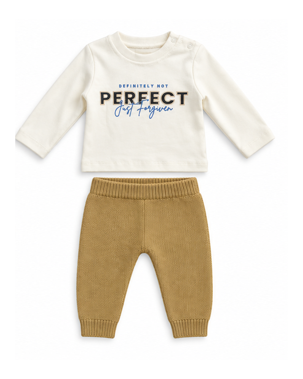 PRATIK KIDS 3 dalių megztas komplektas kūdikiui „Perfect“ – palaidinė ir kelnės
