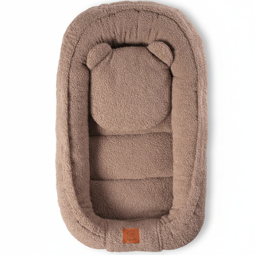 Kūdikių lizdelis Meškutis su pliušine pagalvėle – ypač švelnus ir jaukus