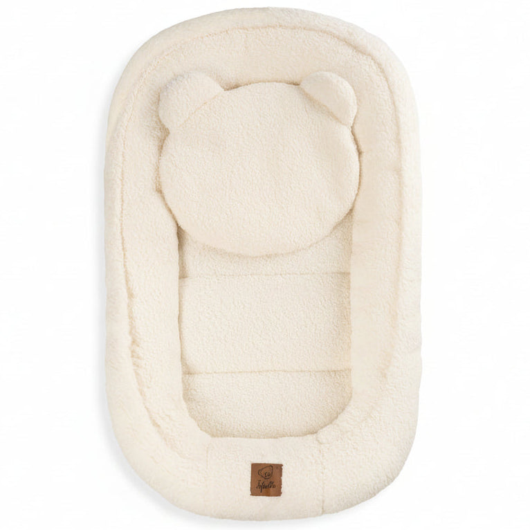 Kūdikių lizdelis Meškutis su pliušine pagalvėle – ypač švelnus ir jaukus