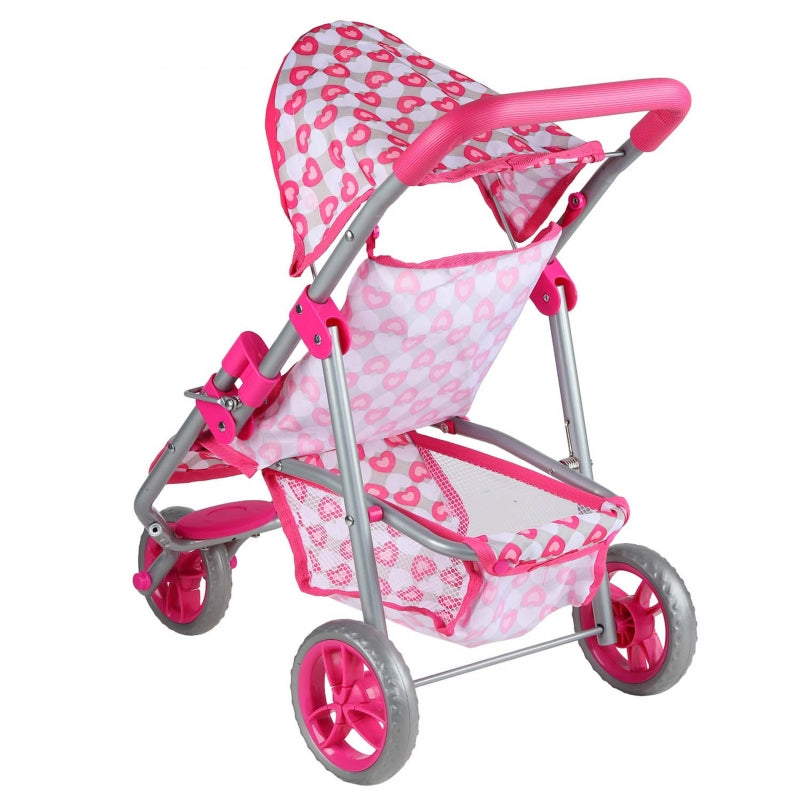 WOOPIE ROYAL rožinės širdies formos triratis lėlių vežimėlis – vaizdas 3