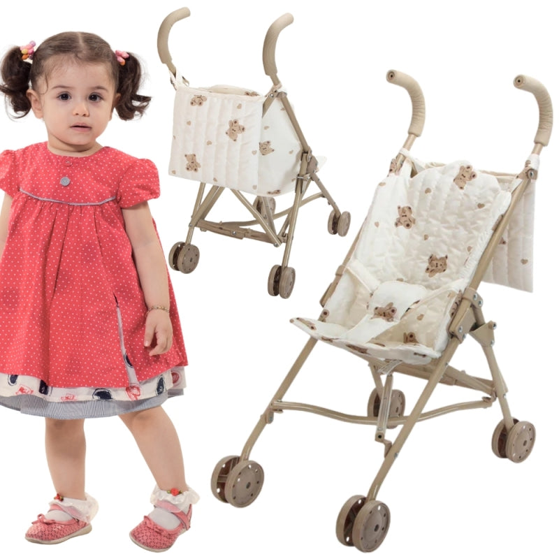 WOOPIE ROYAL vintažinis meškiuko motyvų lėlės vežimėlis – vaizdas 2