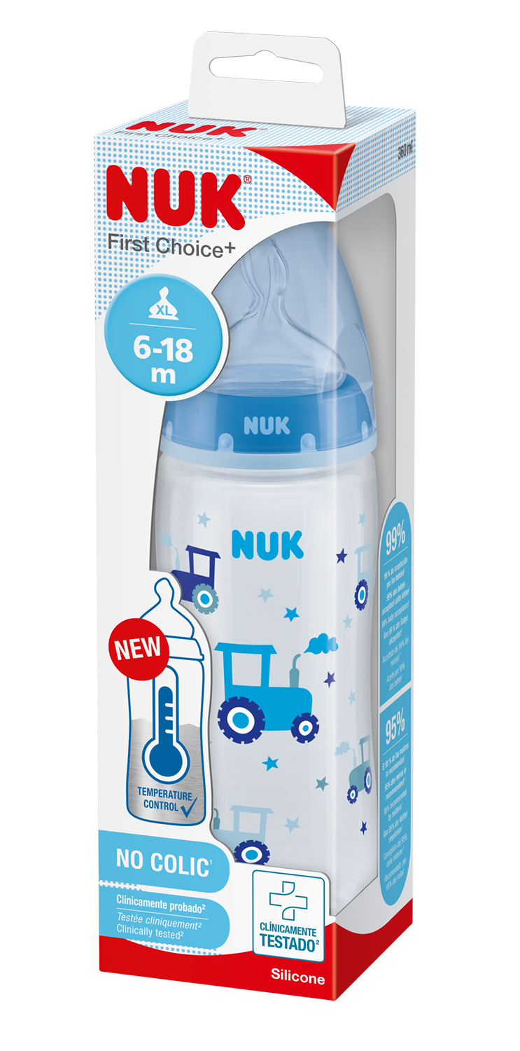 NUK 216248 FC+ PP buteliukas 360 ml su temperatūros indikatoriumi silikoniniu speneliu 6-18 mėn XL, dangtelis – vaizdas 3