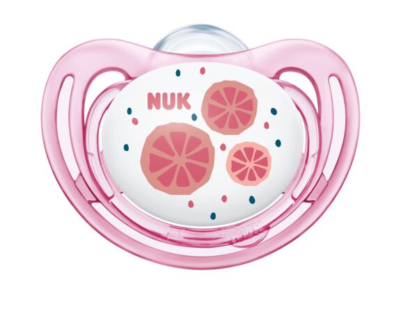 NUK 176280 Silikoninis čiulptukas 6-18mėn FREESTYLE FRUITS 2vnt