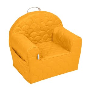 ALBERO MIO Dygsniuotas fotelis, garstyčių spalvos