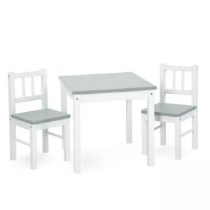 KLUPŚ Stalas su dvejomis kėdėmis JOY, baltai pilka