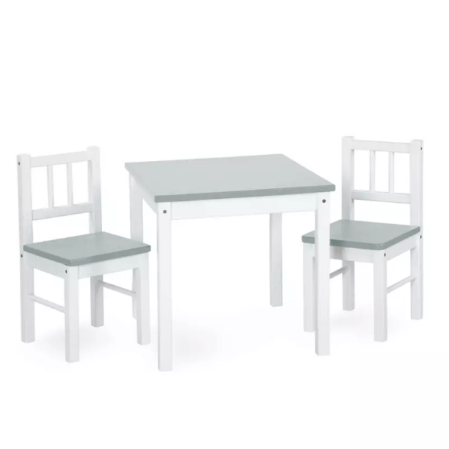 KLUPŚ Stalas su dvejomis kėdėmis JOY, baltai pilka