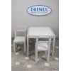 DREWEX Stalo ir 2 kėdžių komplektas, baltos/pilkos spalvos