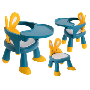 Maitinimo ir žaidimų stalo kėdutė, geltonos ir mėlynos spalvos