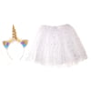 Vienaragio karnavalinis kostiumas- lankelis ir sijonas, baltas, 3-6 metų amžiaus