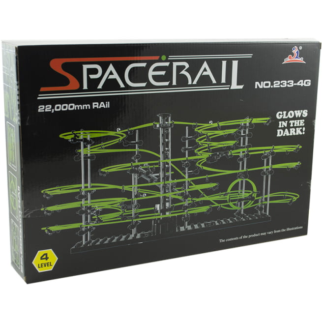 "Spacerail" tamsoje šviečiantis 4 lygio kamuoliukų takas, 72 cm x 34 cm x 36 cm