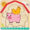 Tooky Toy Medinė daugiasluoksnė dėlionė Gyvūnai ūkyje Montessori, 7 dalys