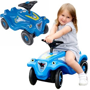 BIG Paspiriamoji mašinėlė Push Ride Bobby, policijos automobilio garsai, mėlyna