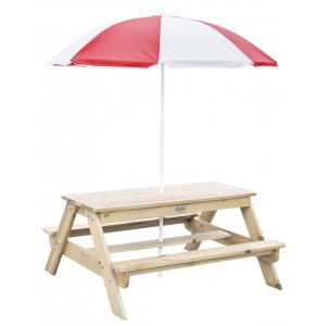 CLASSIC WORLD Medinis pikniko stalas su skėčiu EDU