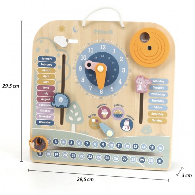 VIGA Medinis kalendorius ir laikrodis Montessori PolarB