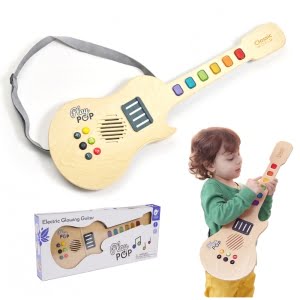 CLASSIC WORLD Medinė elektrinė šviečianti gitara vaikams