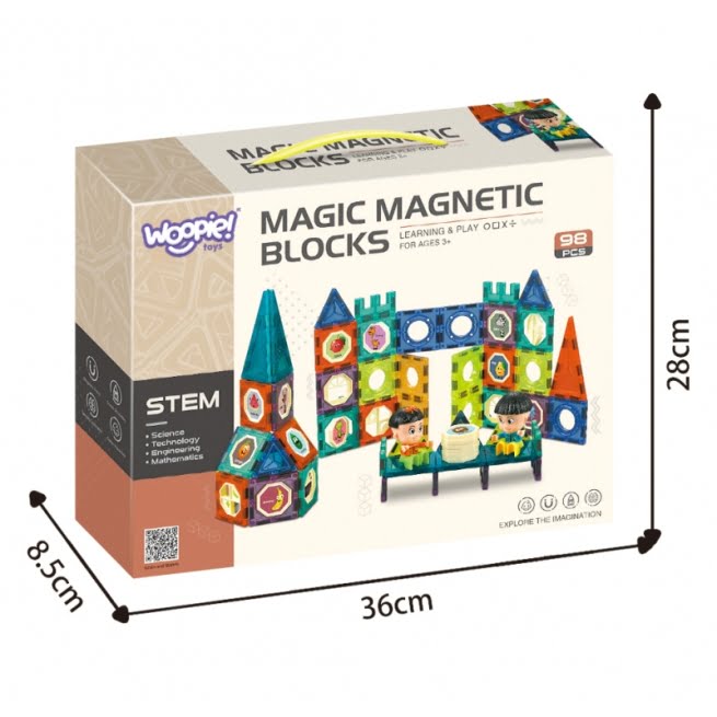 WOOPIE Magnetiniai pilies blokai, 98 dalys