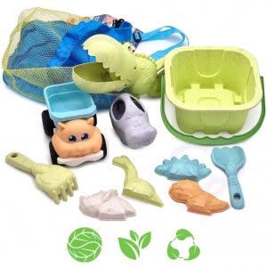 WOOPIE Smėlio žaislų rinkinys su kibirėliu ir kastuvėliu Krokodilas Green, 10 dalių