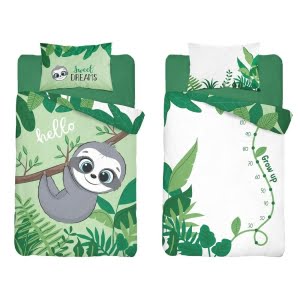 Bambukinis dvipusis patalynės komplektas Koala, baltas/žalias, 90x120+40x60, 3952+103