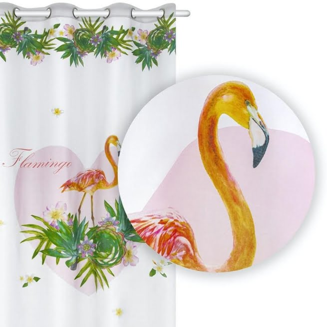 Užuolaida Flamingai, 140x250, balta