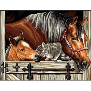 Norimpex Deimantinė mozaika Arkliai su kate
