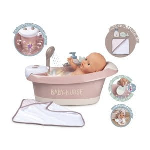 SMOBY Kūdikio lėlės vonia su vandens masažu, dušu ir šviesa Baby Nurse