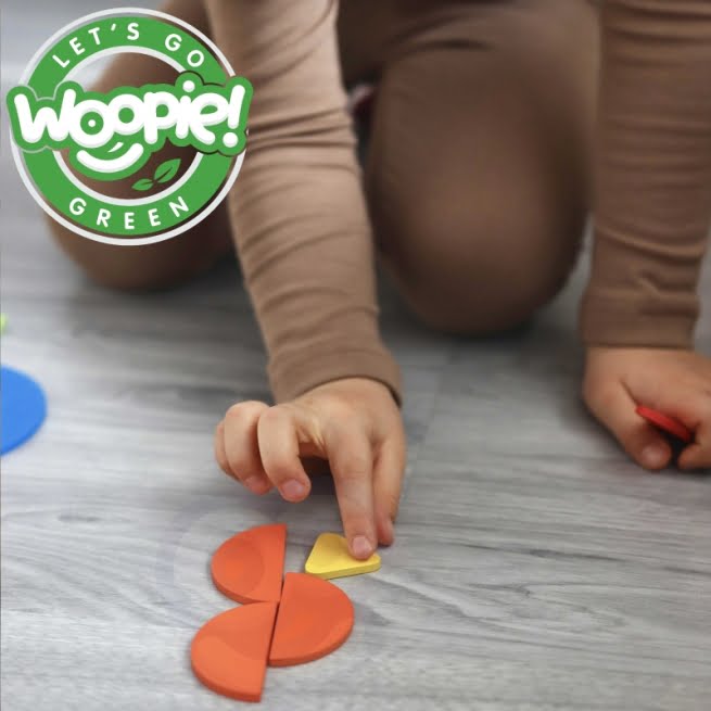 WOOPIE Medinė atkuriamoji dėlionė Green Montessori, 40 raštų, 55 dalys