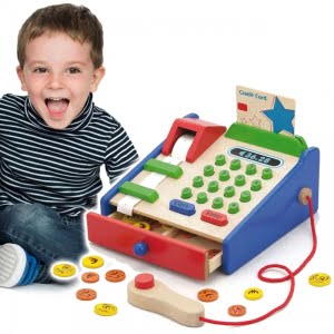 Viga Toys Medinis parduotuvės kasos aparatas Montessori