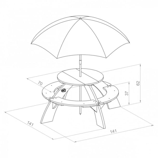 AXI Pikniko stalas su skėčiu